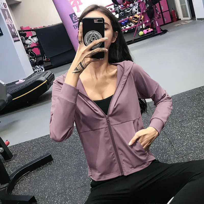 薄款运动外套女宽松大码速干跑步连帽衫显瘦跑步健身服瑜伽长袖
