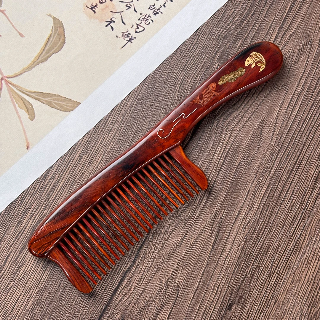 红酸枝木梳女士长发家用精品高档插齿梳送母亲情人节送闺蜜送女友