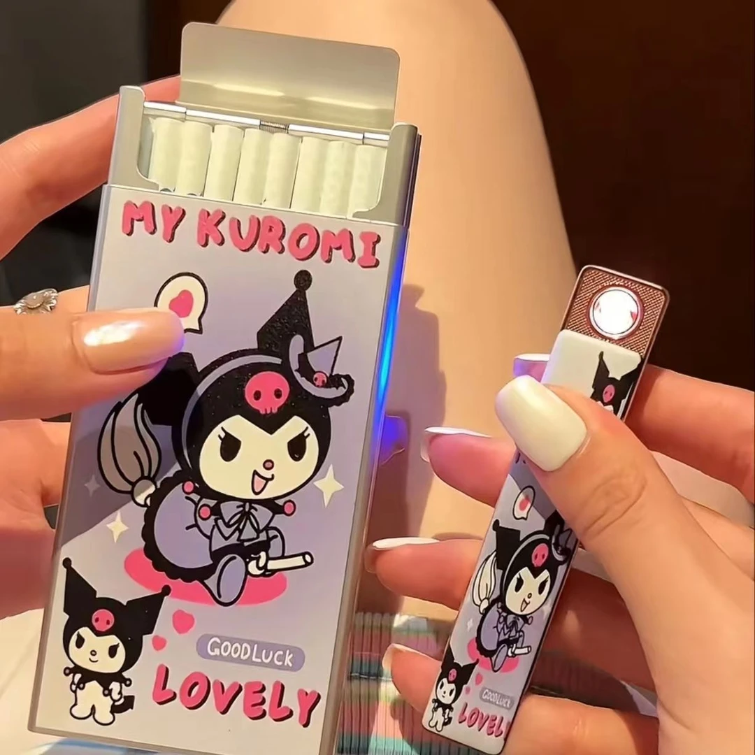 网红同款库洛米滑盖烟盒打火机套装20支装可爱卡通三丽鸥送对象