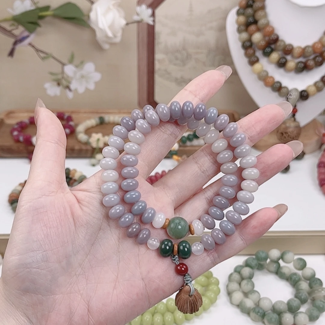 香芋紫算盘珠紫莲禅韵双圈9*6mm