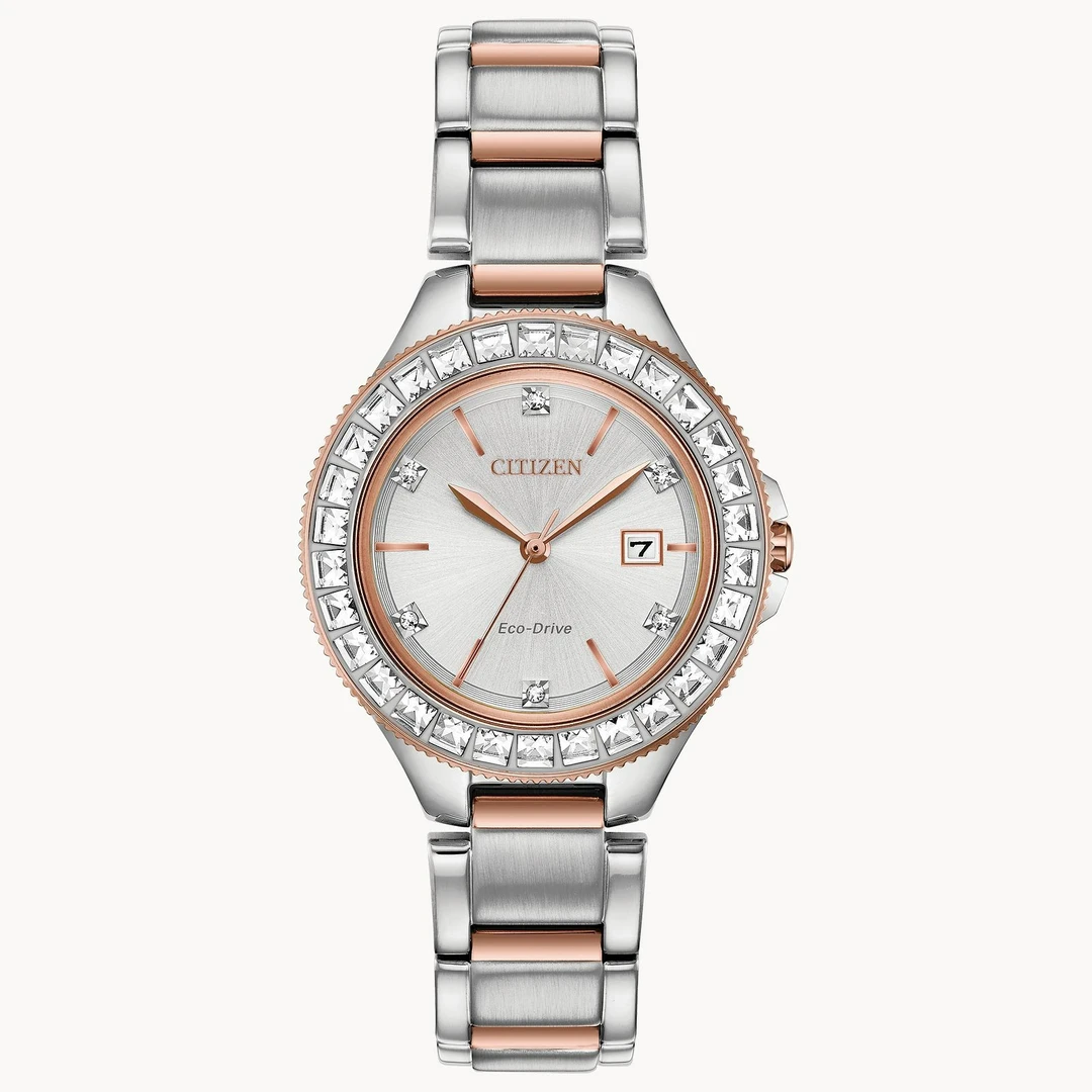 Citizen/西铁城美国直邮FE1196-57A 光动能腕表镶钻奢华气质女士