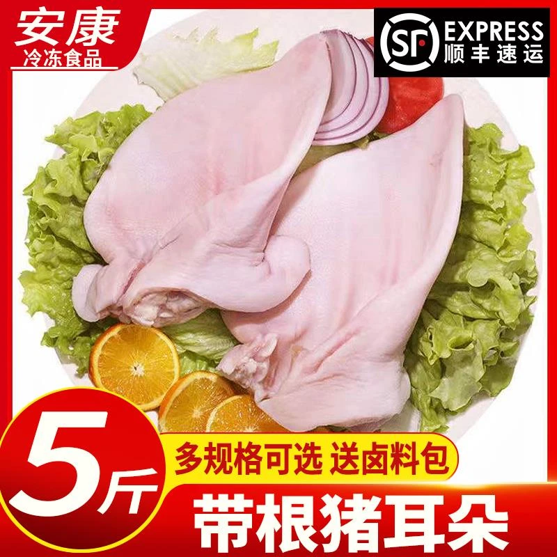 新鲜带根猪耳朵冷冻猪耳生猪耳片土猪耳卤菜根小干净去毛顺丰包邮