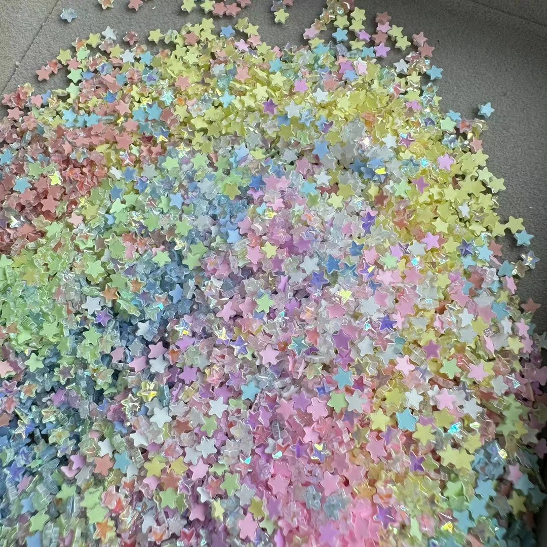 100颗美甲饰品网红新款迷你小号摩卡极光五角星平底钻彩色混装3mm