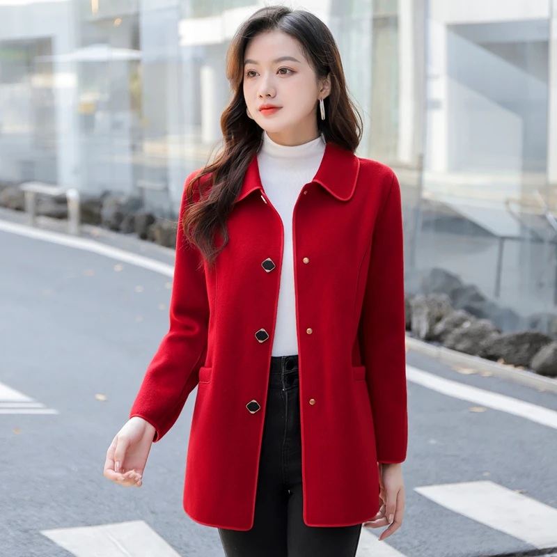 大衣春秋冬新款韩版修身时尚洋气高端春装气质妈妈装女外套中年
