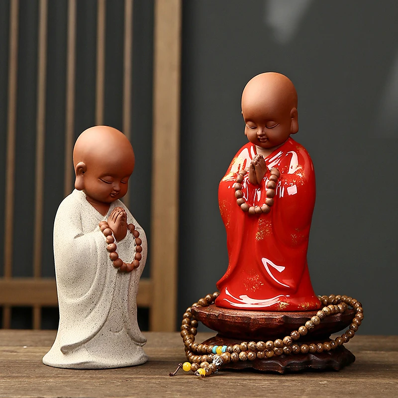 器闵禅悟小和尚紫砂茶宠摆件创意陶瓷茶道摆设小沙弥茶玩个性手工