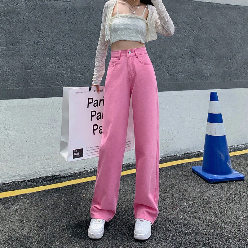 2025春秋新款百搭牛仔裤女宽松休闲高腰直筒裤阔腿裤显瘦拖地裤