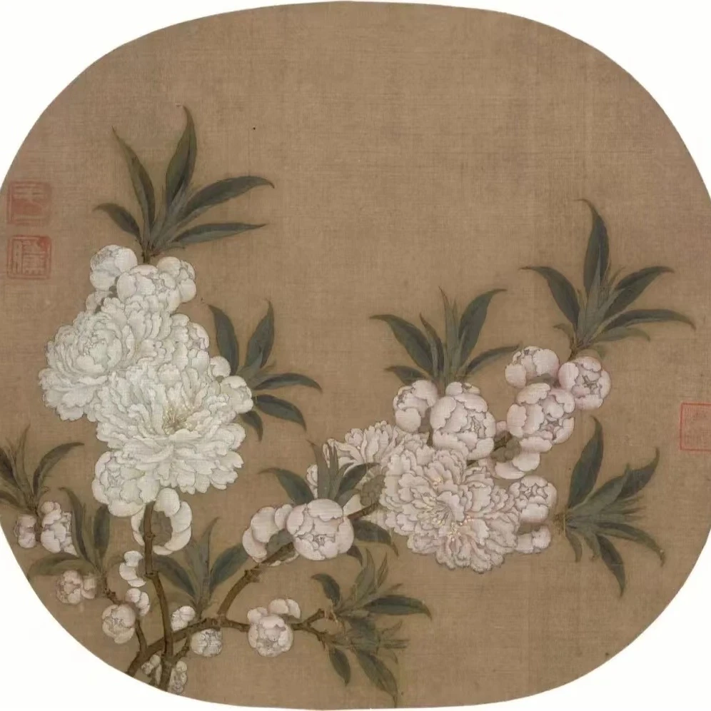 《碧桃图》绢本石色~工笔国画宋画课