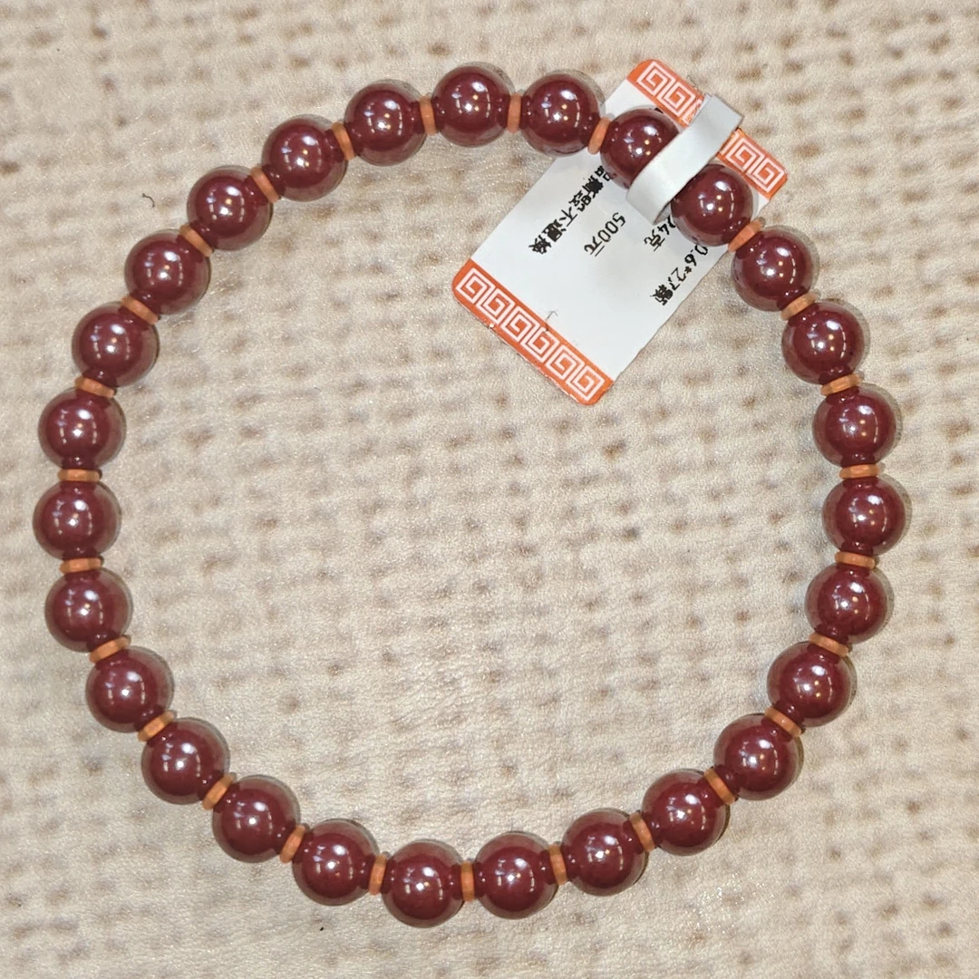 含辰砂工艺品朱砂0.6*27颗单圈手串