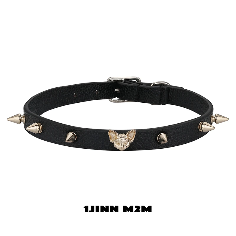 非金属皮质项链 1JINN M2M 朋克德文猫咪铆钉皮带项圈