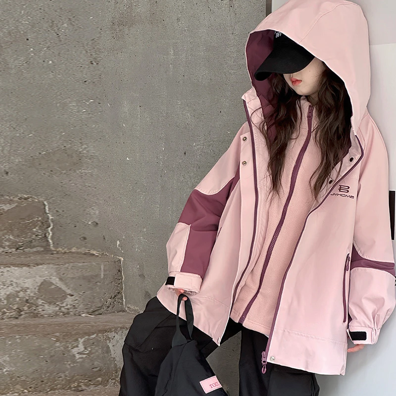 女童女孩秋冬三合一冲锋衣外套韩版洋气运动户外休闲防风防水潮