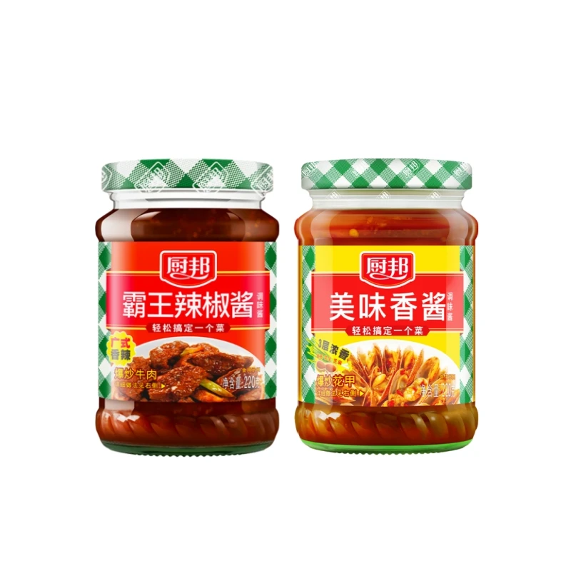 厨邦调味酱:美味香酱220g+霸王辣辣椒酱220g香辣组合浓香