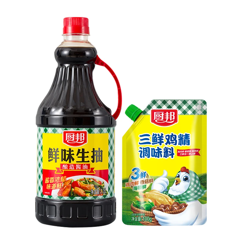 厨邦鲜味生抽1.25L+三鲜鸡精100g酿造酱油凉拌炒菜味鲜传统发酵