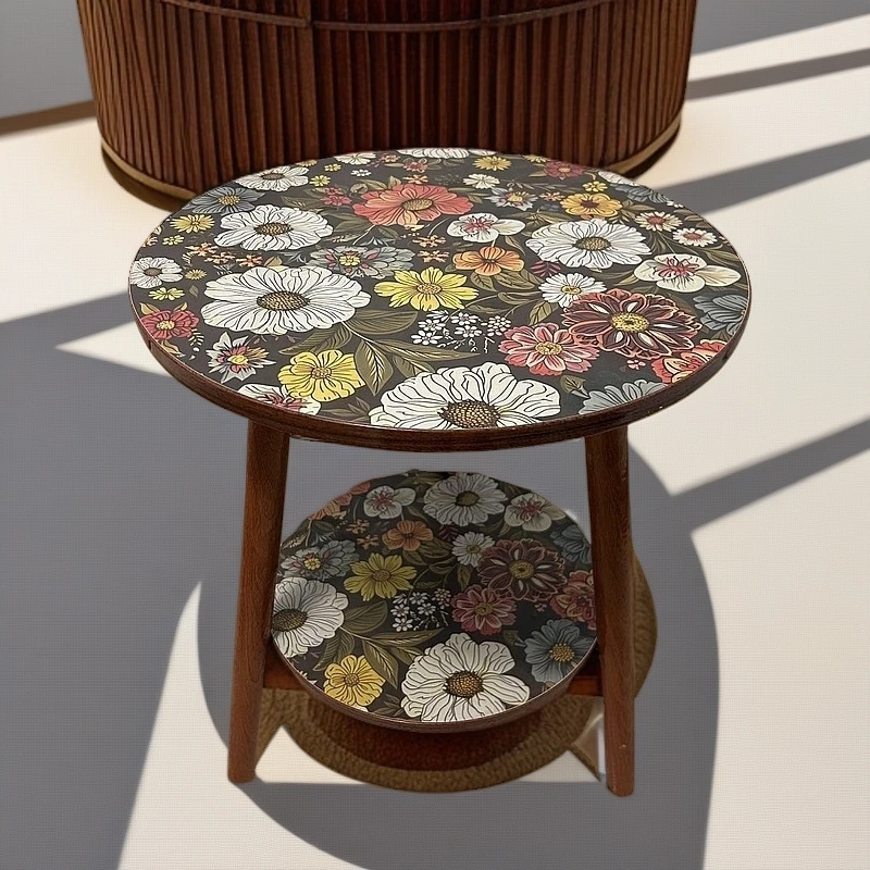 3D打印创意卧室小圆桌客厅茶几床头桌便携露营桌板装饰复古小边几