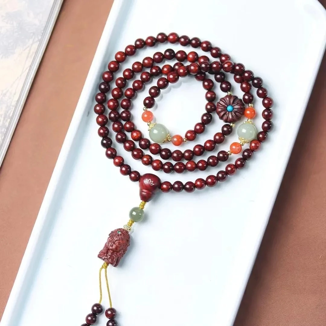 精品高密高油小叶紫檀0.6圆珠108颗多圈手串脖挂男女百搭国风