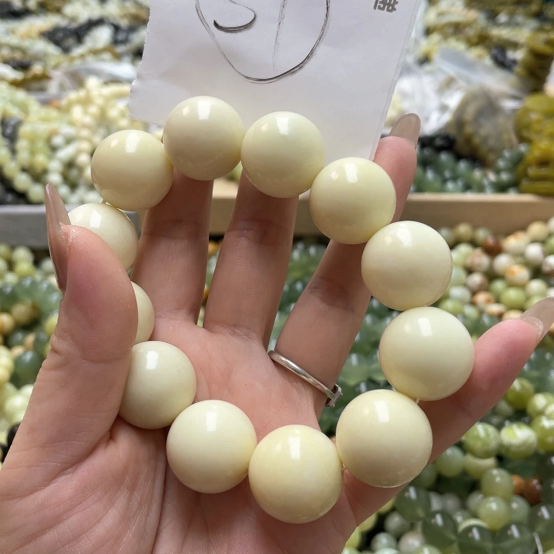 蛇纹石玉手链银S925镀金镶嵌