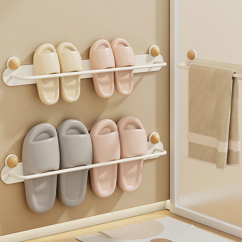 浴室免打孔拖鞋沥水架家用厕所简易粘贴壁挂式拖鞋架子