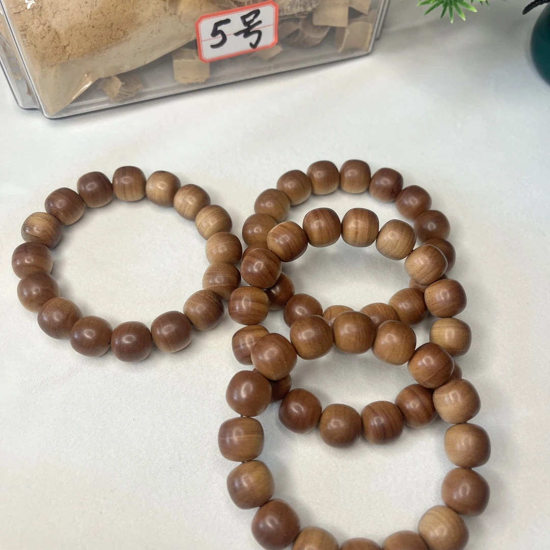 正区印度迈索尔老山檀香半老料13/14老型横纹单圈手串念珠全品