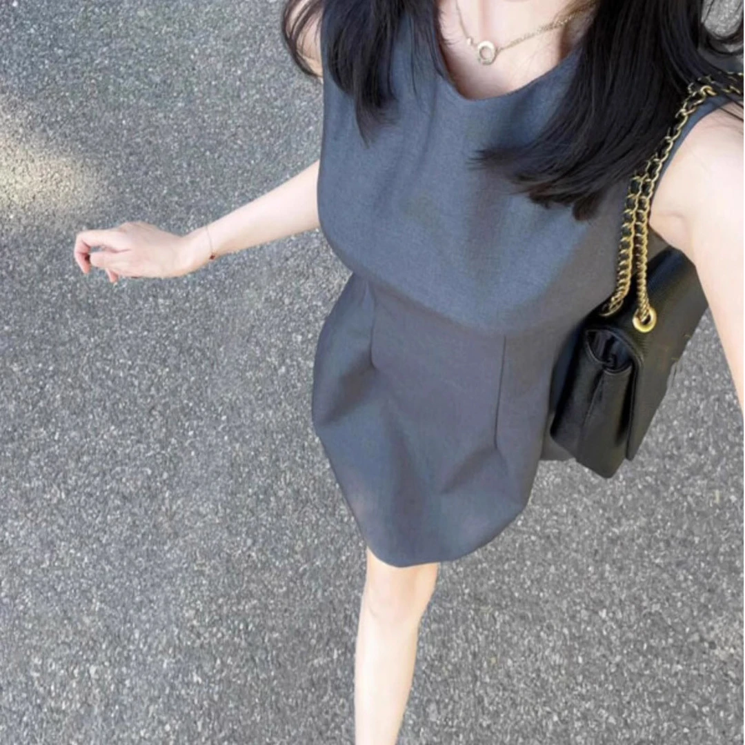 法式高级感无袖背心连衣裙女夏季2025新款小个子收腰显瘦气质裙子