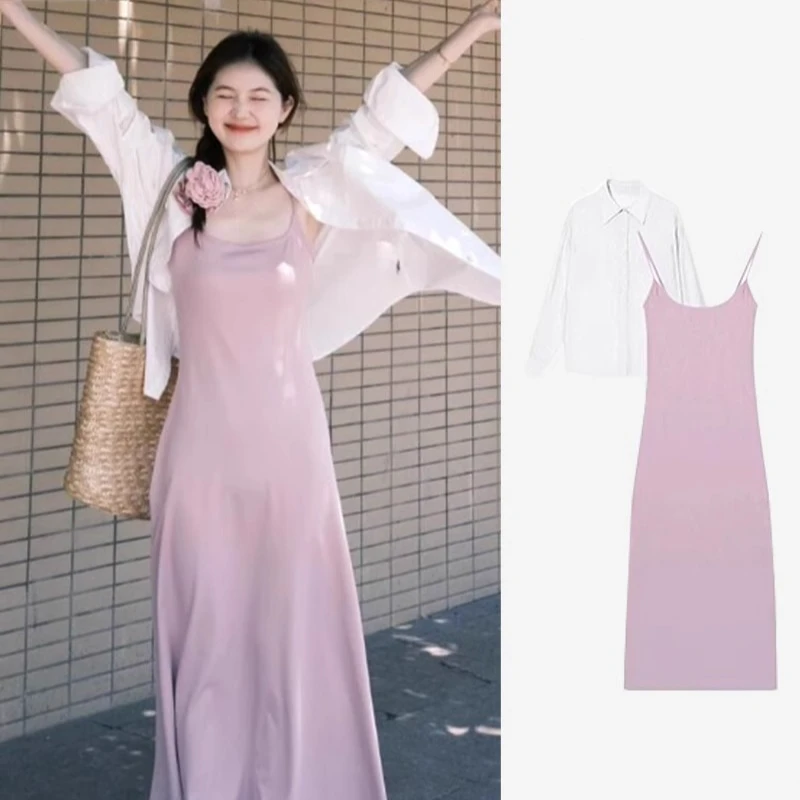 夏装搭配一整套时尚韩系穿搭初恋清纯甜美多巴胺连衣裙子两件套装