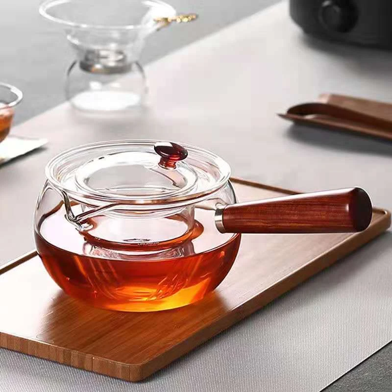 侧把泡茶壶高硼硅耐热玻璃过滤分茶煮茶器家用小青柑专用泡茶器