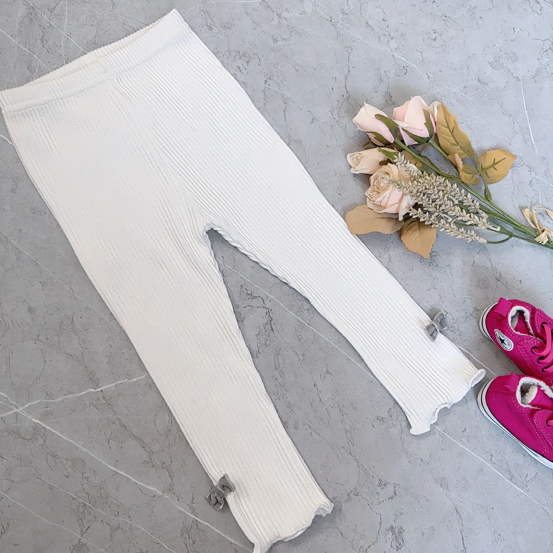 螺纹弹力打底裤 两色入 好穿又百搭；长裤外穿儿童女童白色洋气