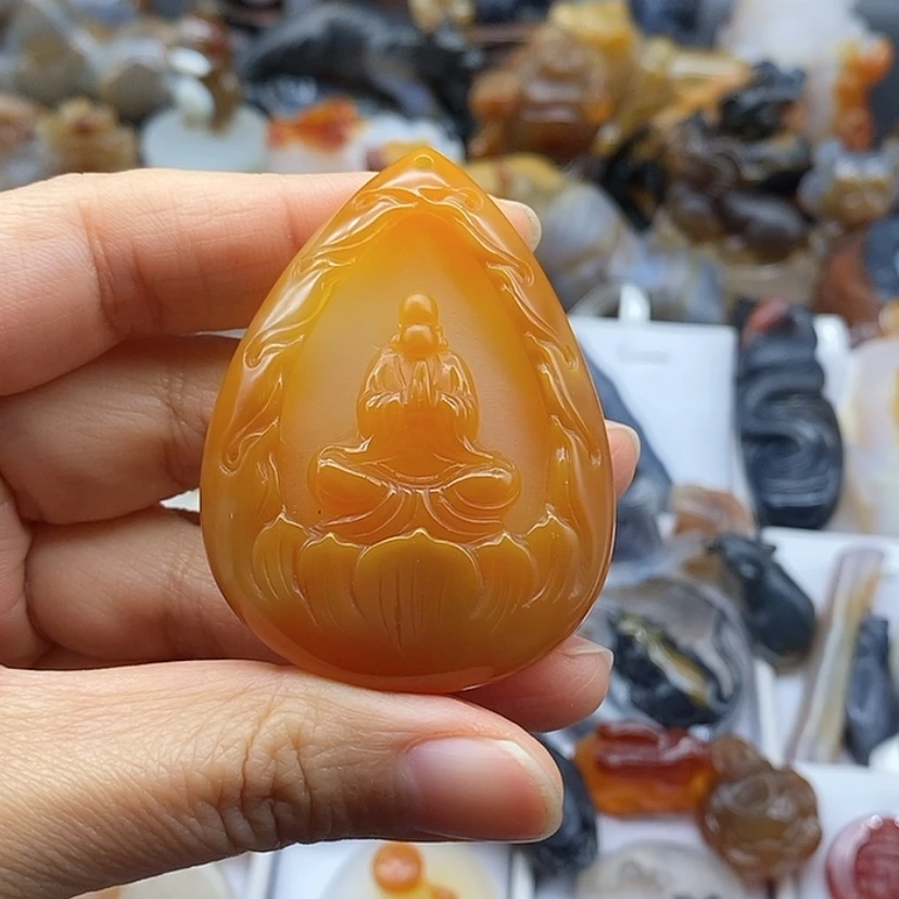 【闪购商品】玛瑙/玉髓珠宝奇石未镶嵌佛***人挂件