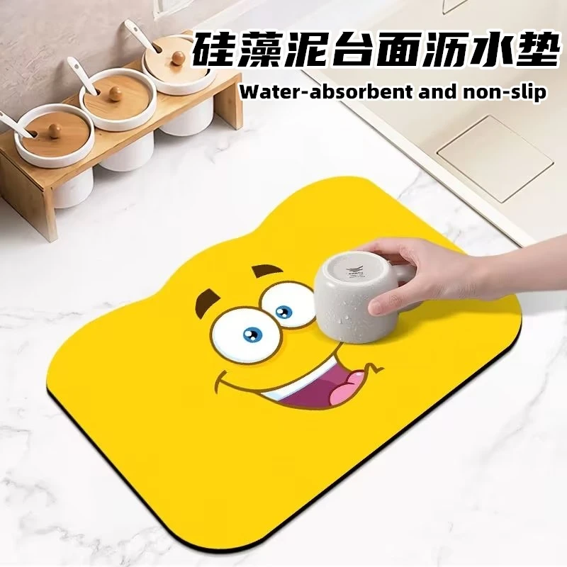 可爱卡通厨房吸水垫台面沥水垫隔热垫硅藻泥速干浴室防滑脚垫地垫