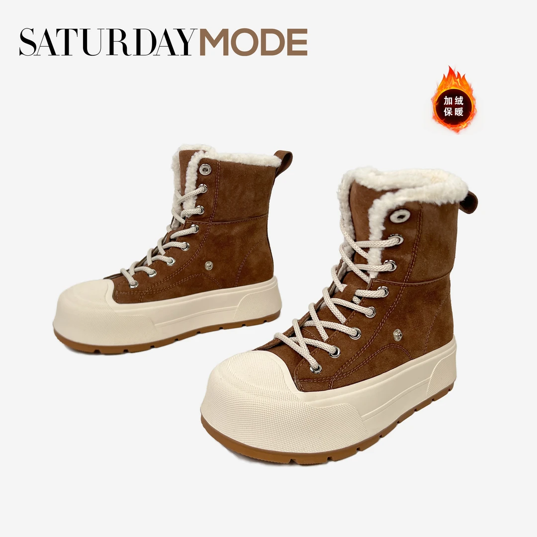 2024冬季商场新款加绒加厚大棉鞋女厚底增高马丁靴MD44116H42