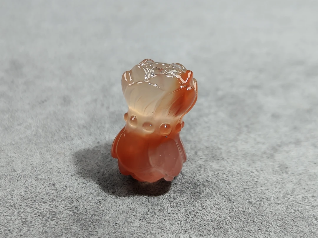 南红玛瑙川料冰飘特色飘花【并蒂莲】尺寸11✘对孔17.5