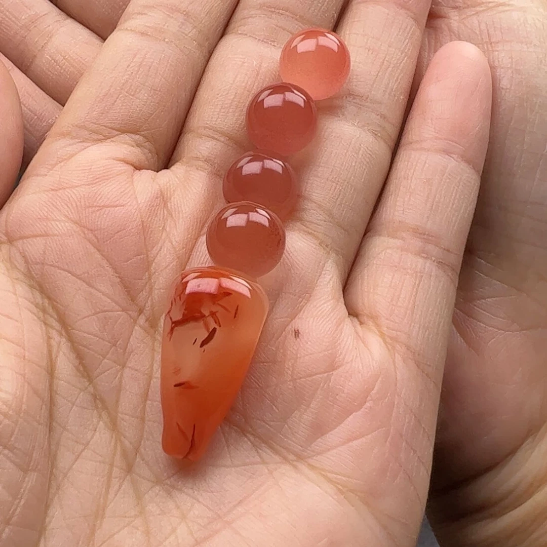 【闪购商品】玛瑙/玉髓珠宝奇石未镶嵌熙*南红冰飘三通套装福利价
