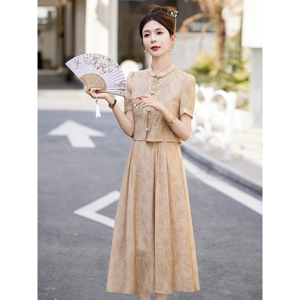 新中式国风套装连衣裙女2024夏季新款显瘦时尚气质两件套裙复古