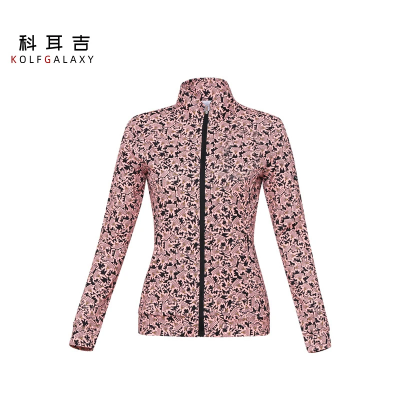 科耳吉 高尔夫服装女士长袖T恤修身高领拉链开衫外套户外运动网球