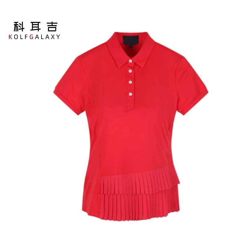 科耳吉夏季POLO衫时尚休闲修身百褶高尔夫服装户外运动女短袖T恤