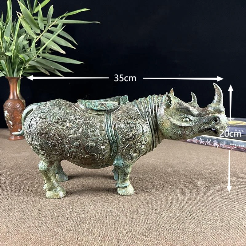 【仿古犀牛尊】仿古做旧铜摆件博古架办公桌乔迁新居    周鼎青铜
