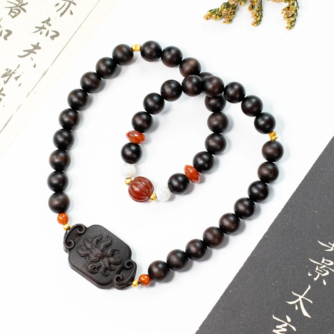 望秋·雷击木太行崖柏 九尾狐两圈天然手串 木带宝珠串（多样性）