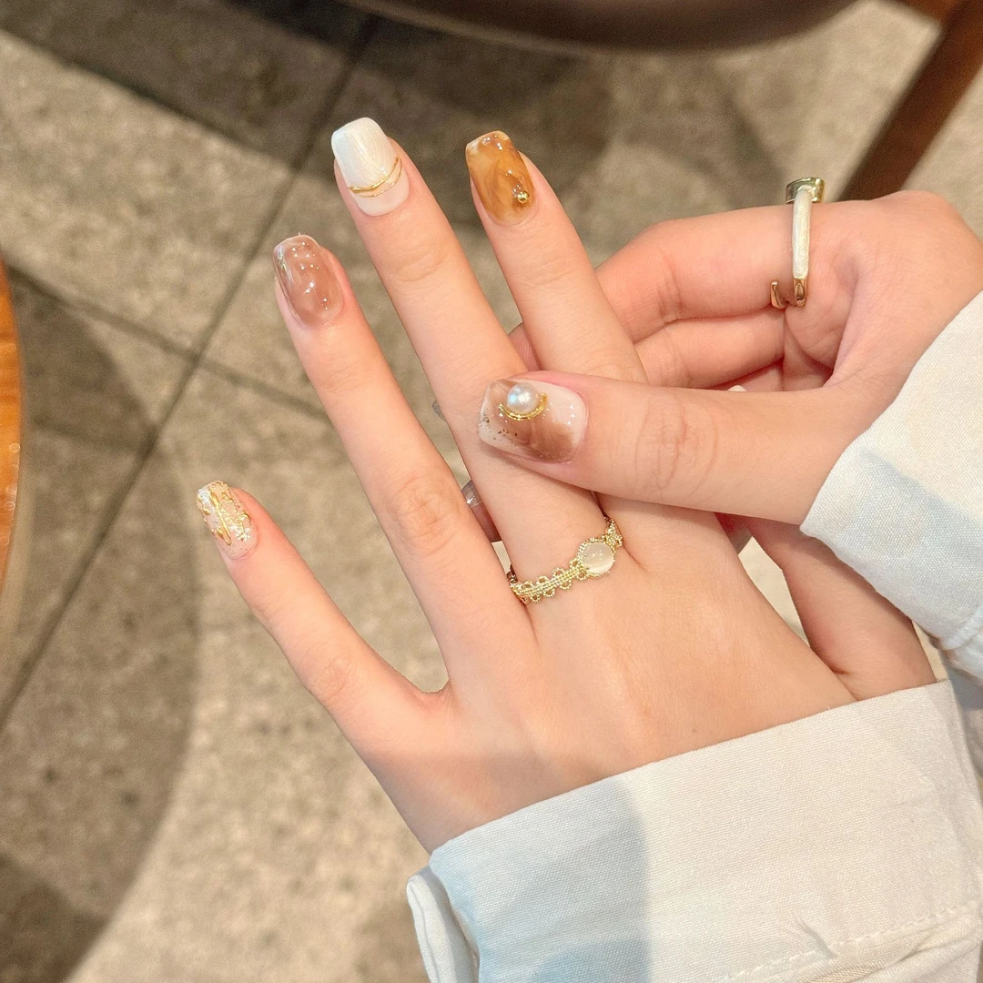 【复古巴洛克】轻奢金属边纯欲高级气质显白穿戴甲短款可拆卸纯手工