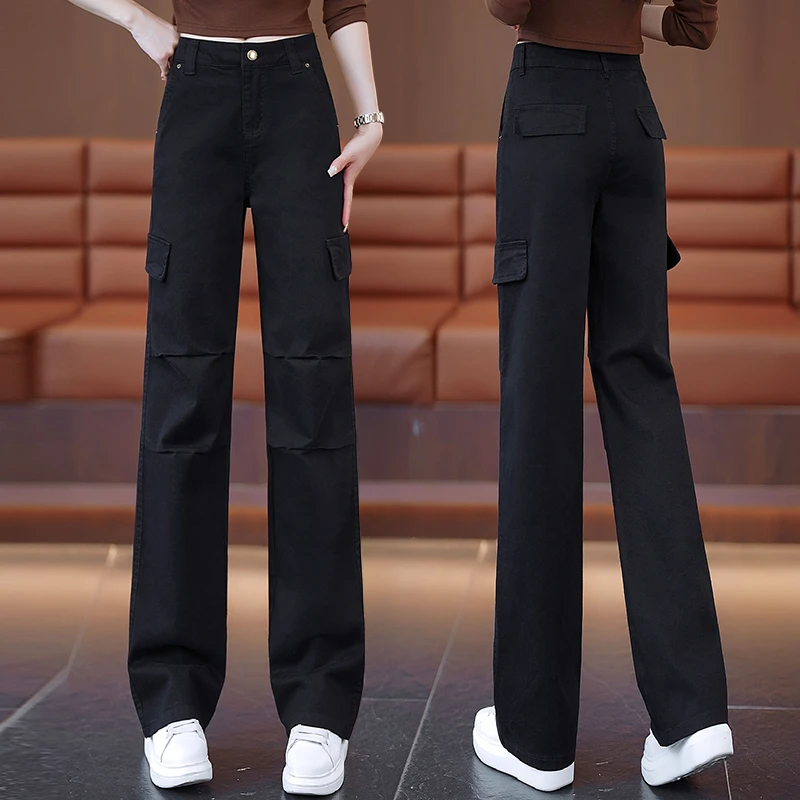 美式高腰工装裤女2025新款春秋季女士裤子宽松时尚休闲夏季直筒裤