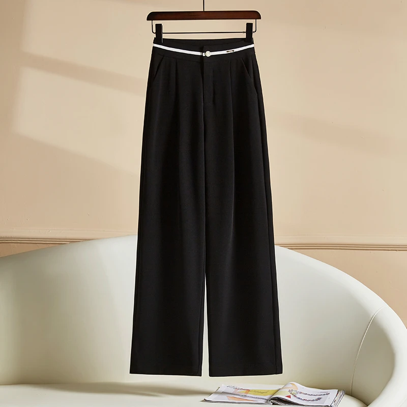 西装裤女高级感垂感小个子夏季薄款梨形身材粗腿宽胯窄版阔腿裤子
