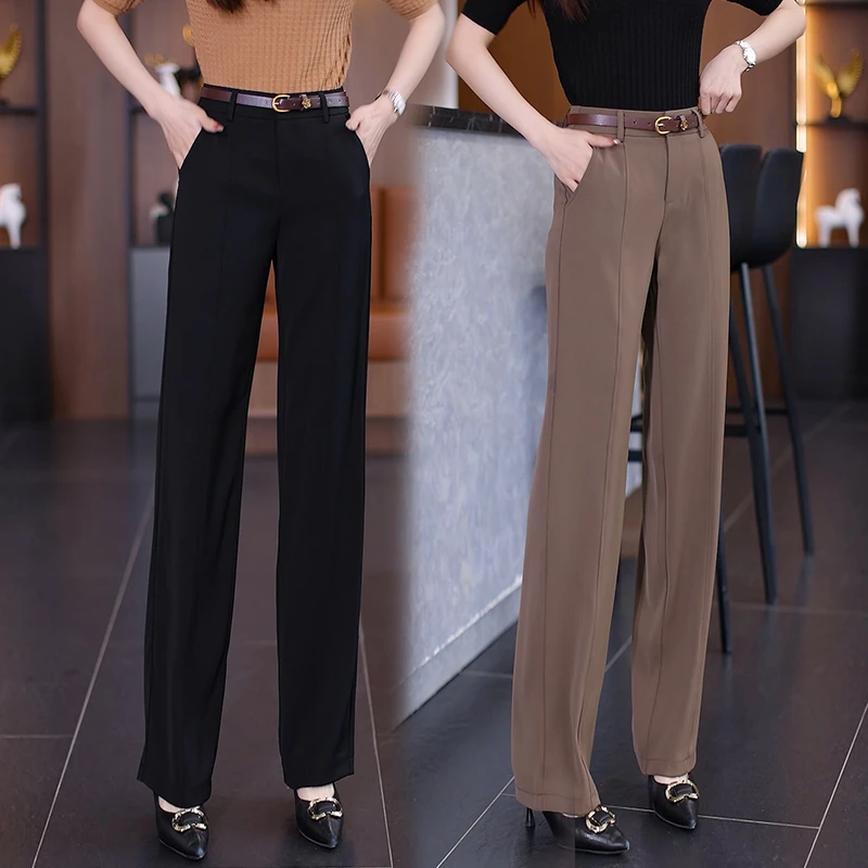 窄版阔腿裤女宽松冬季垂感裤子高腰显瘦休闲西装裤2025新款直筒裤