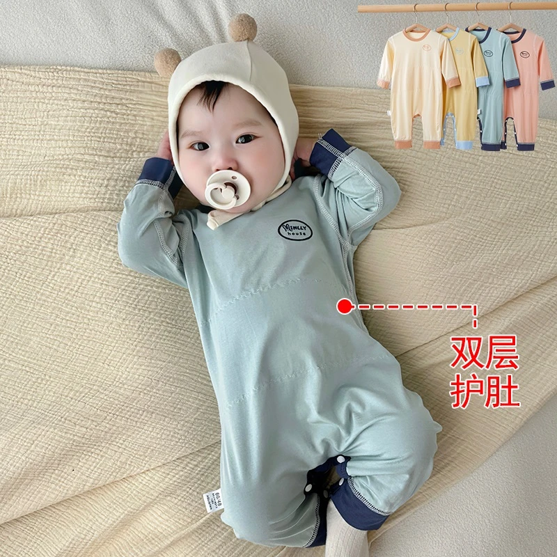 莫代尔婴儿长袖连体衣夏季宝宝空调服新生儿春夏装新生儿睡衣薄款
