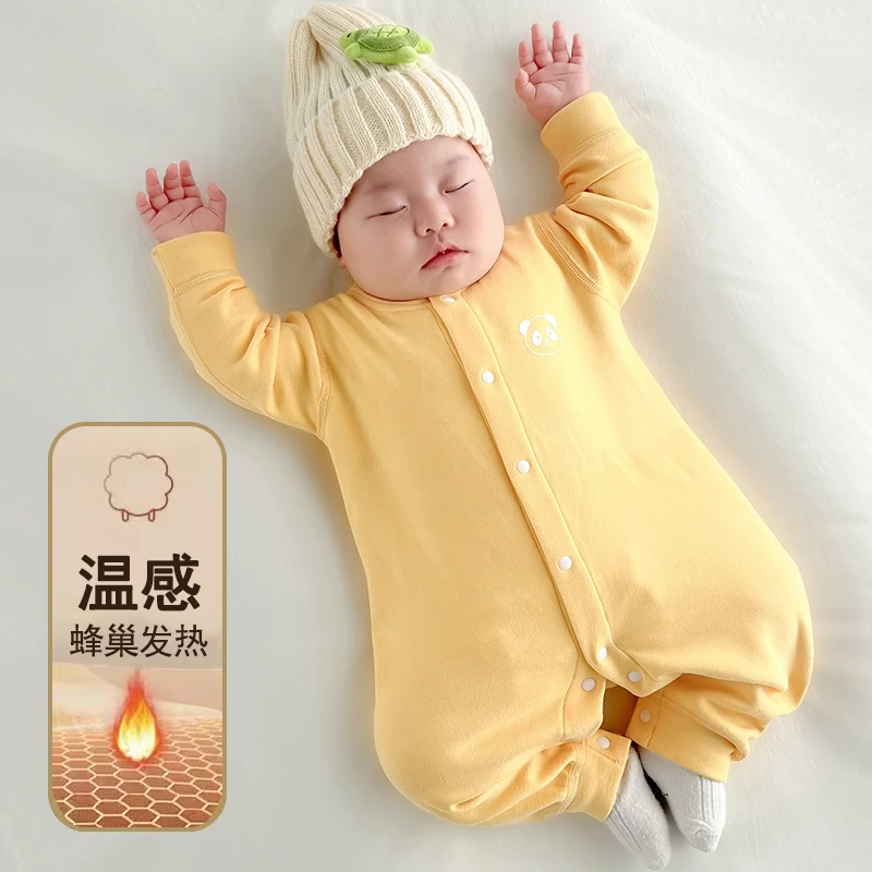 温感婴幼儿连体衣宝宝保暖哈衣加绒加厚秋冬打底衣服6-12个月婴儿