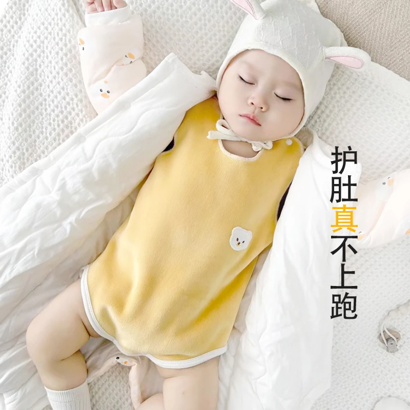 婴儿加绒背心包屁衣秋冬新生儿护肚小背心内穿加厚保暖马甲宝宝
