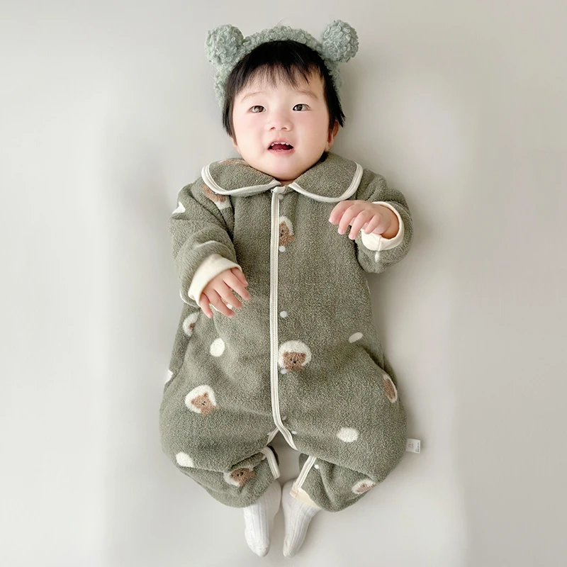 婴儿睡衣秋季宝宝秋装加绒加厚连体衣连体衣新生儿衣服秋冬家居服