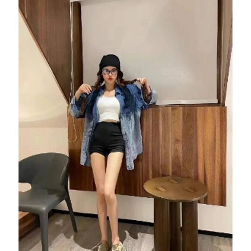 【巴尔干牛仔】渐变色宽松长袖复古休闲衬衫