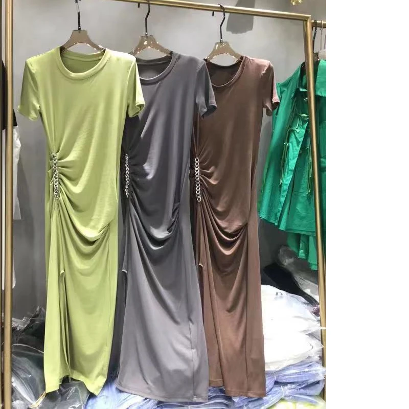 休闲修身遮肉宽松圆领T恤长裙连衣裙/ULI2667