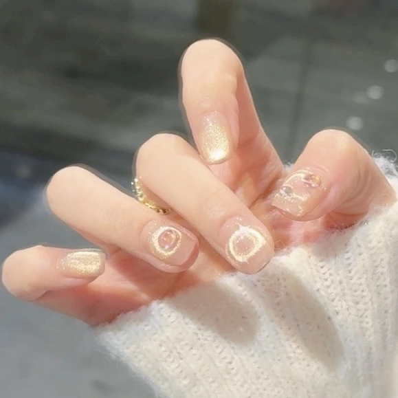 【双子星】三仟穿戴甲 立体手绘变色星球 玻璃珠猫眼灵动少女款