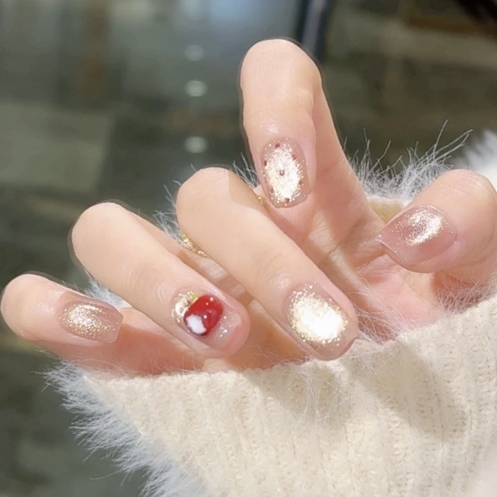 【岁岁平安】三仟手工穿戴甲 金秋碎钻猫眼 精致波点苹果款式美甲