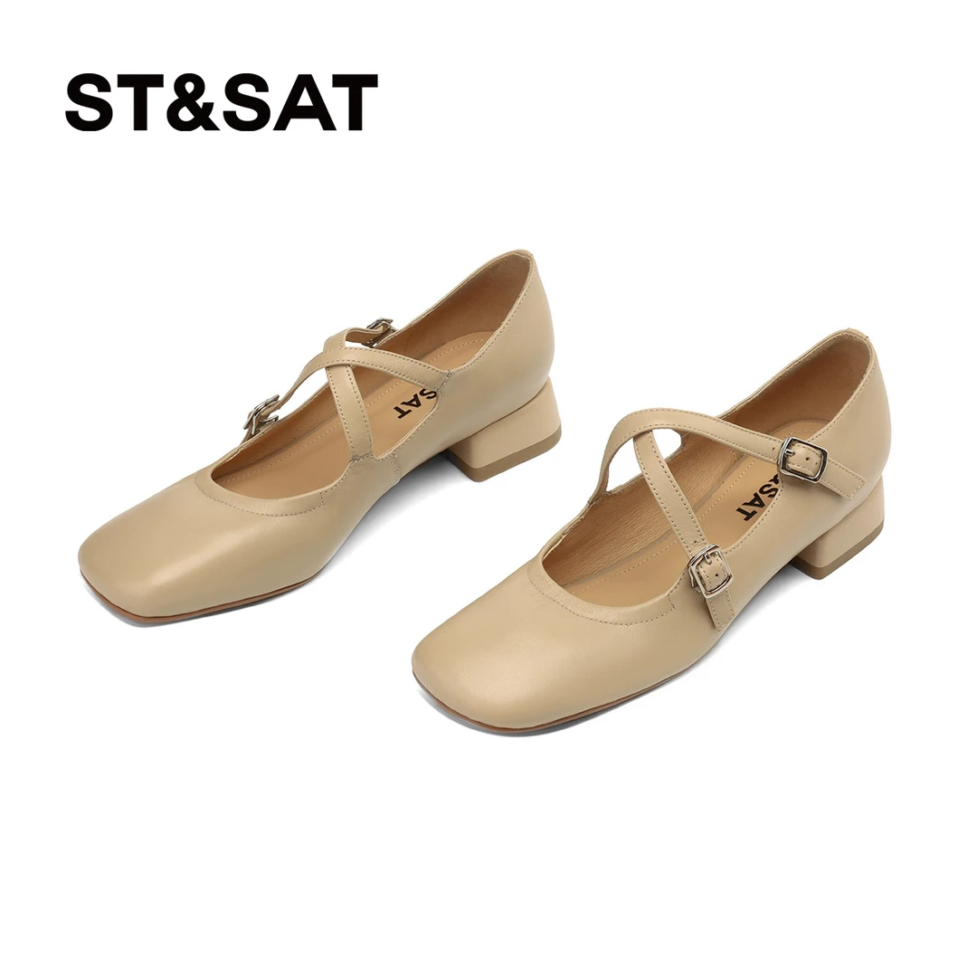 【羊皮】星期六24新款法式玛丽珍百搭复古方头通勤单鞋女SSC11111TL