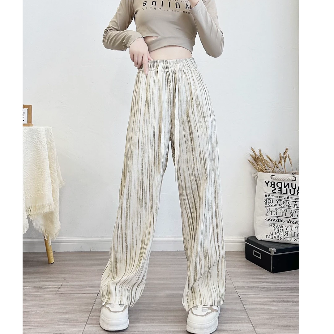 帕拉扎染窄版直筒裤时尚经典百搭阔腿宽松潮流垂感高腰休闲无口袋