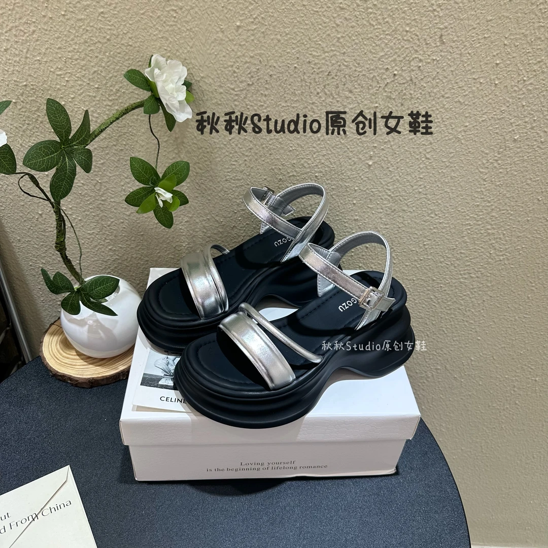 【沫沫】8cm跟小个子定制增高厚底凉鞋女款外穿2024新款软底鞋